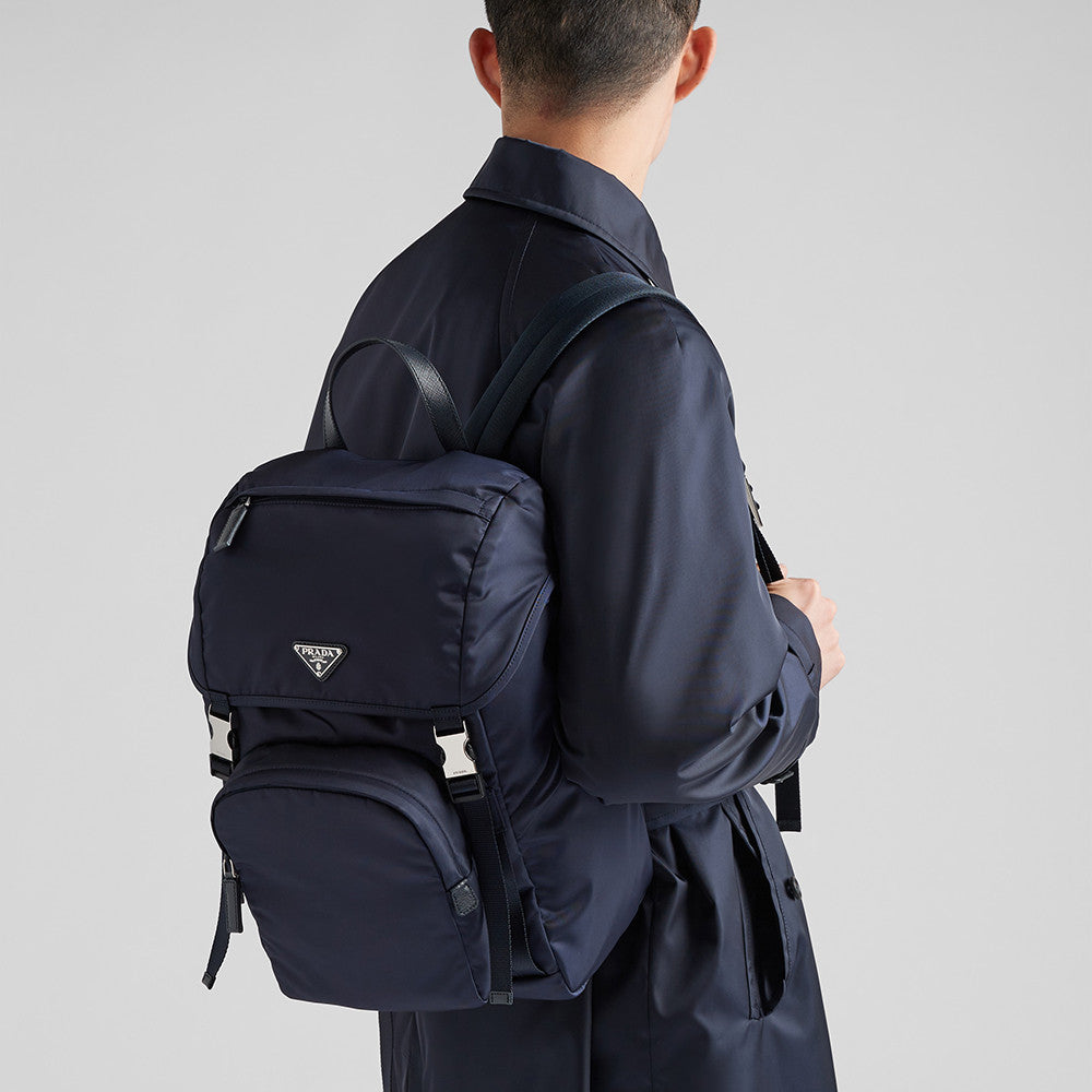 PRADA Black Re-nylon And Saffiano Leather Backpack #379110