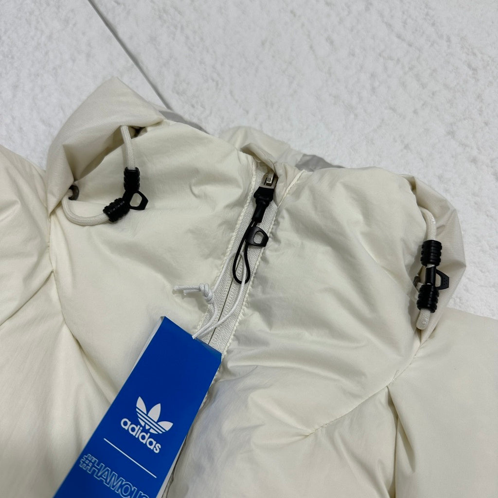 Adidas Men's and Women's Spring and Autumn Solid Color Quilted Logo Drawstring Zipper Down Vests Jacket #73672