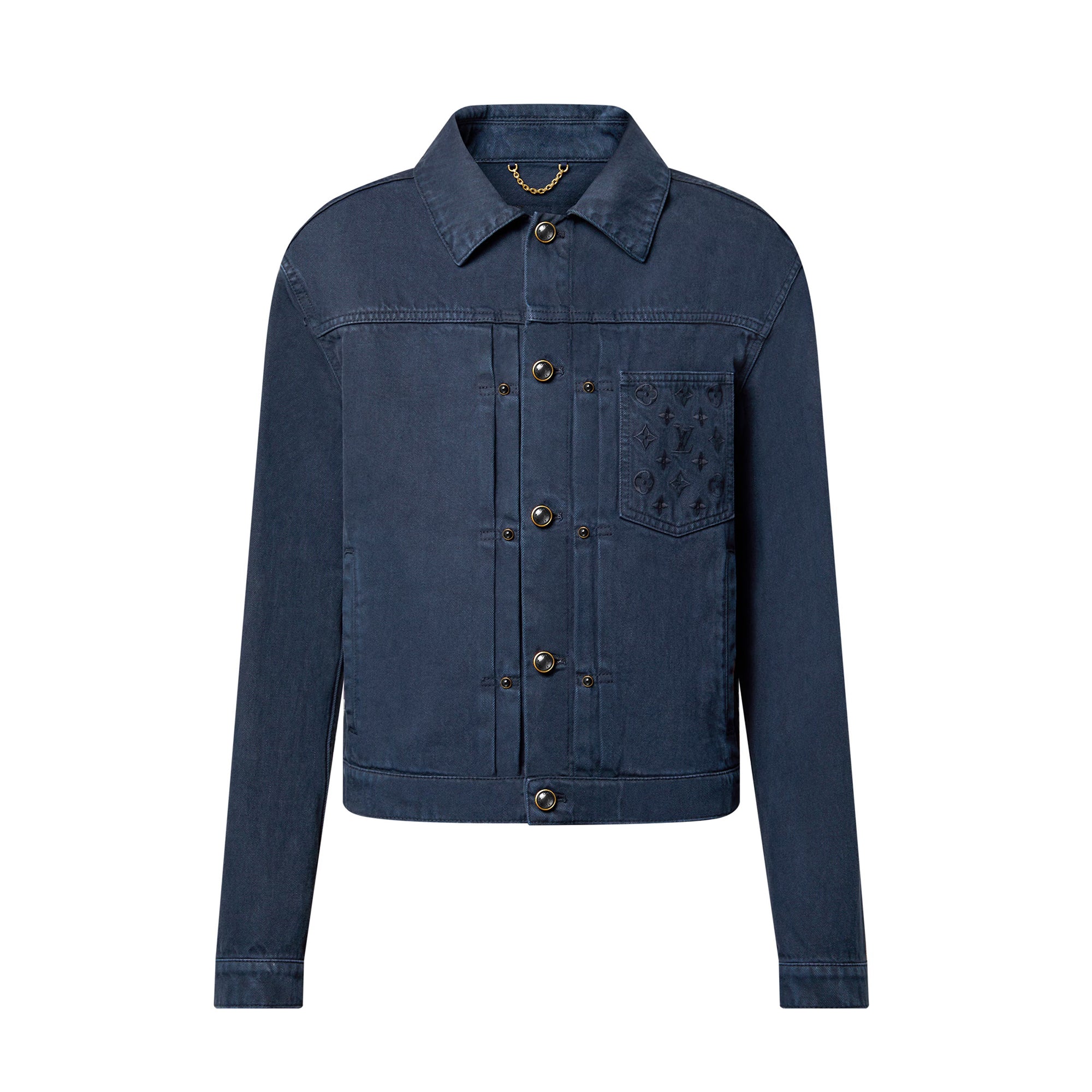 Louis Vuitton Men's Spring/Autumn Solid Colour Embroidered Letter Print Pocket Single-Breasted Long-Sleeved Denim Jacket and Casual Denim Trousers Pants Set Suit #77632