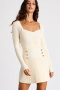 Chicest Crush Ivory Ribbed Long Sleeve Mini Sweater Dress