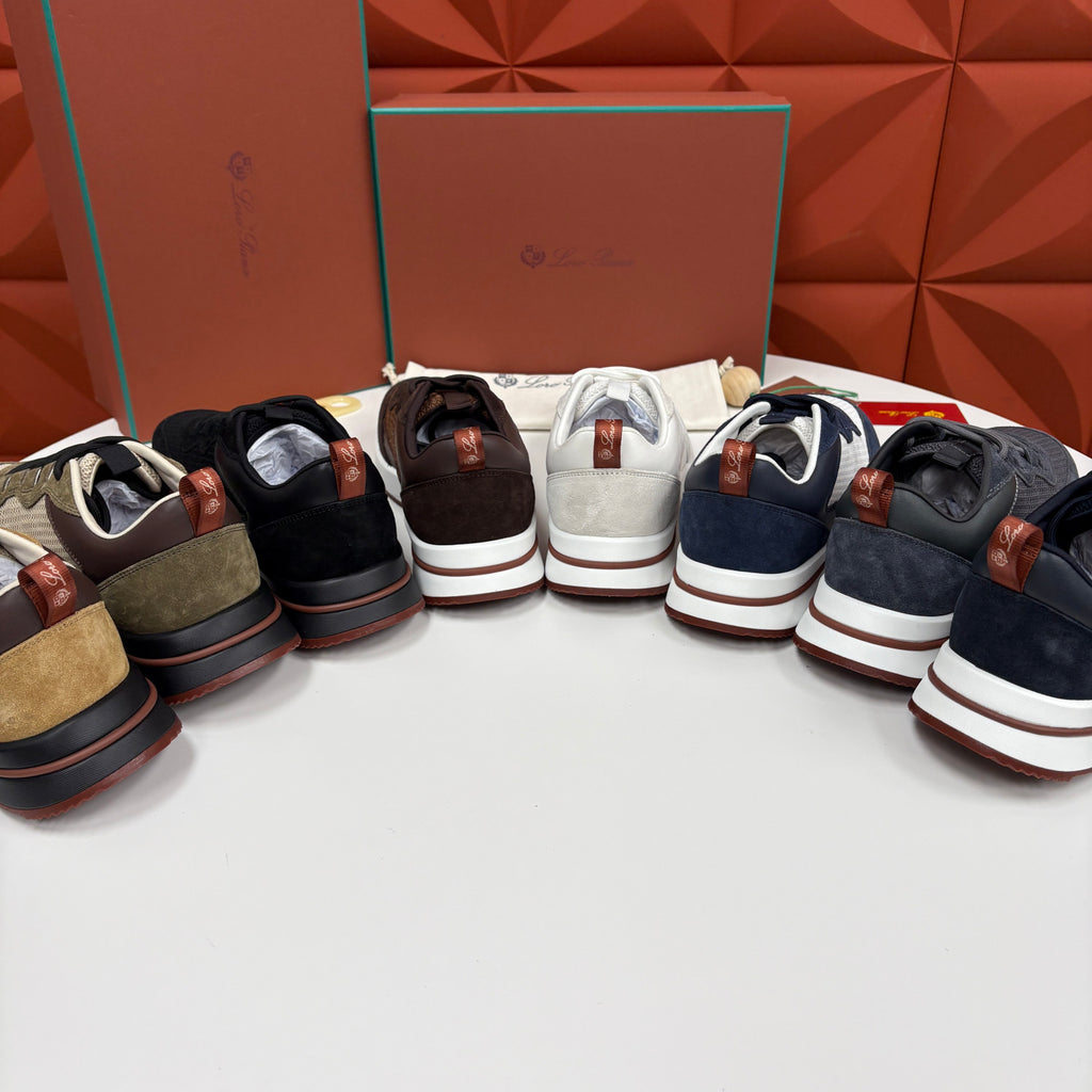 Loro Piana Week End Walk Mesh Cowhide Suede Casual Sneakers #381648