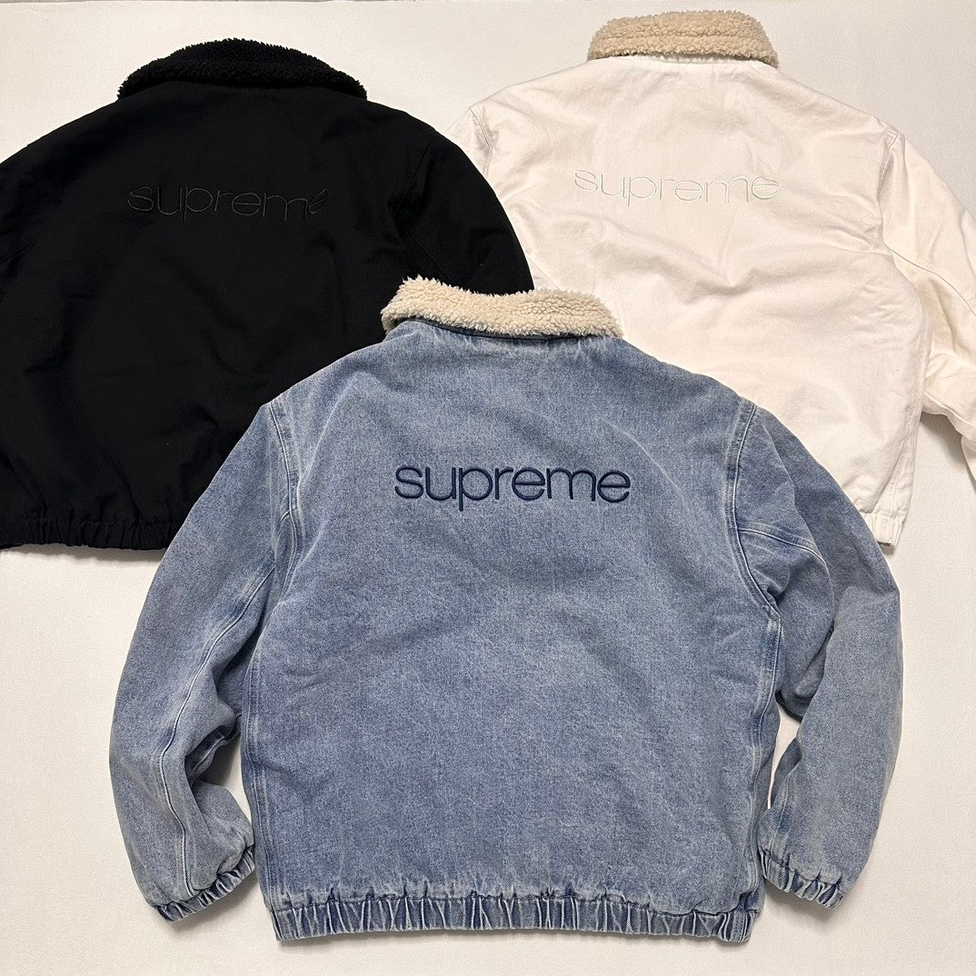 Supreme Men's And Women's Fall And Winter Solid Color Removable Hood Lamb's Wool Lining Long Sleeved Denim Jacket #74563