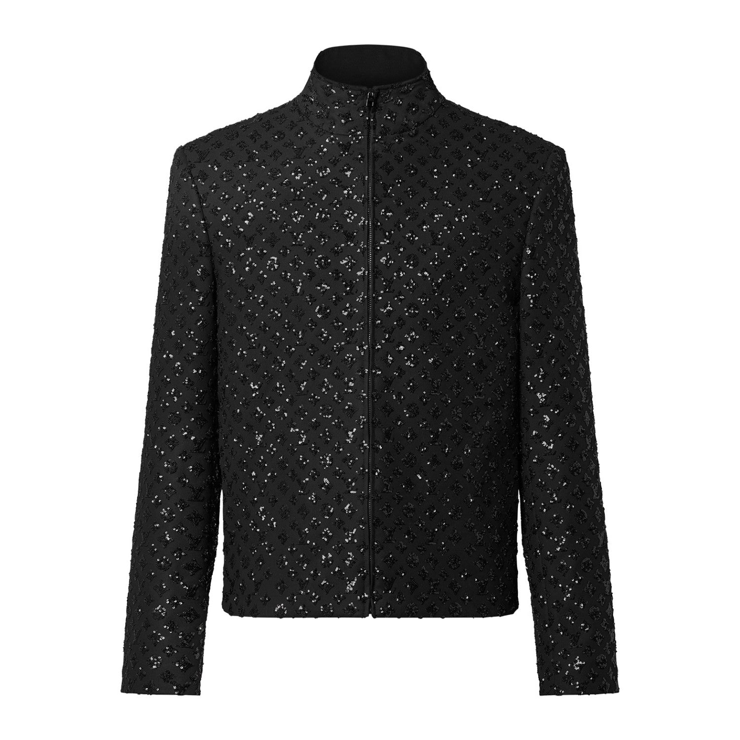 Louis Vuitton Men's Spring and Autumn Black Evening Drawstring Zipper Standing Collar Jacket Casual Pants Suit Set #72849