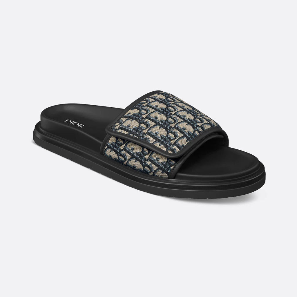 Dior Dior Aqua Men's And Women's Summer Fashion Casual Round Toe Open Back Oblique Print Fabric Flip Flops Sandals Shoes #79178