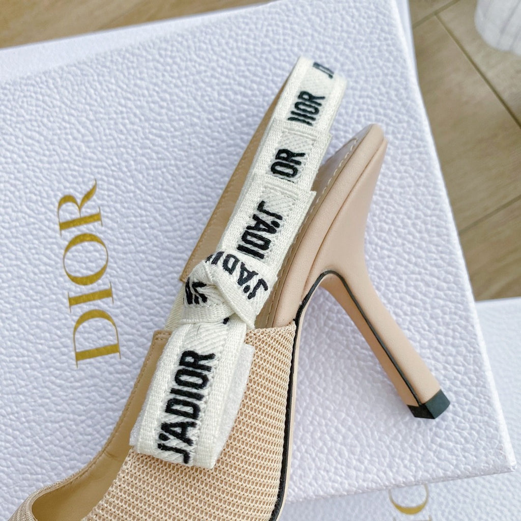 Dior Toujours Women's Summer Solid Color Pointed Toe Closed Toe Fine Heel Breathable Leather High Heel Shoes #77265