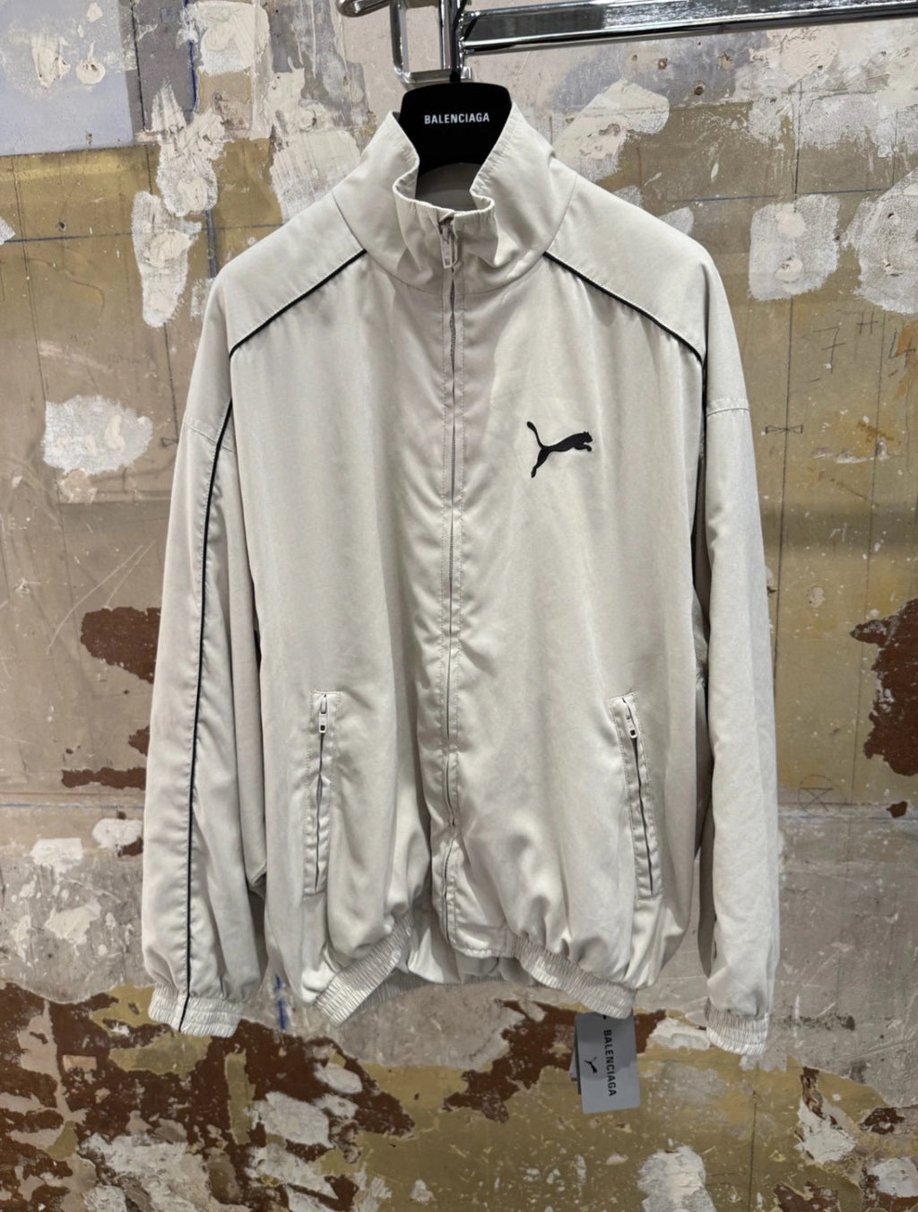 Balenciaga PUMA TRACKSUIT Men's And Women's Spring/Fall Fashion Casual High Neck Zipper Vintage Long Sleeve Sports Jacket #79475