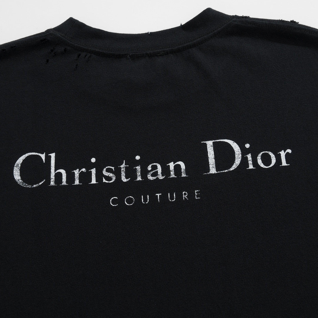Dior Couture Relaxed-Fit T-Shirt Torn Short Sleeve Solid Colour #96329