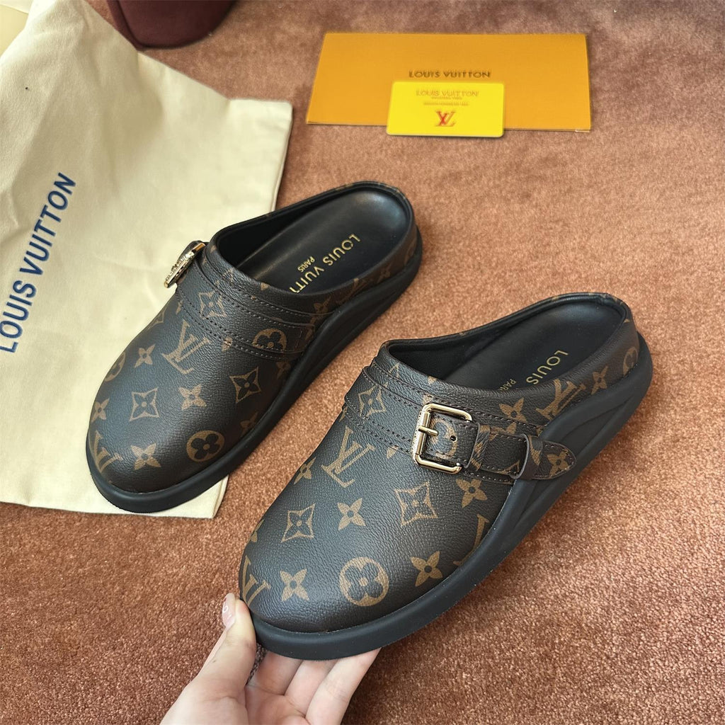 Louis Vuitton LV To-Go Comfort Women's Summer Alphabet Print Suede Leather Birkenstock Sandals Shoes #77536