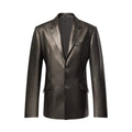 Louis Vuitton Men's Spring/Autumn Solid Color Single-Breasted V-Neck Leather Long-Sleeved Suit Jacket #77734