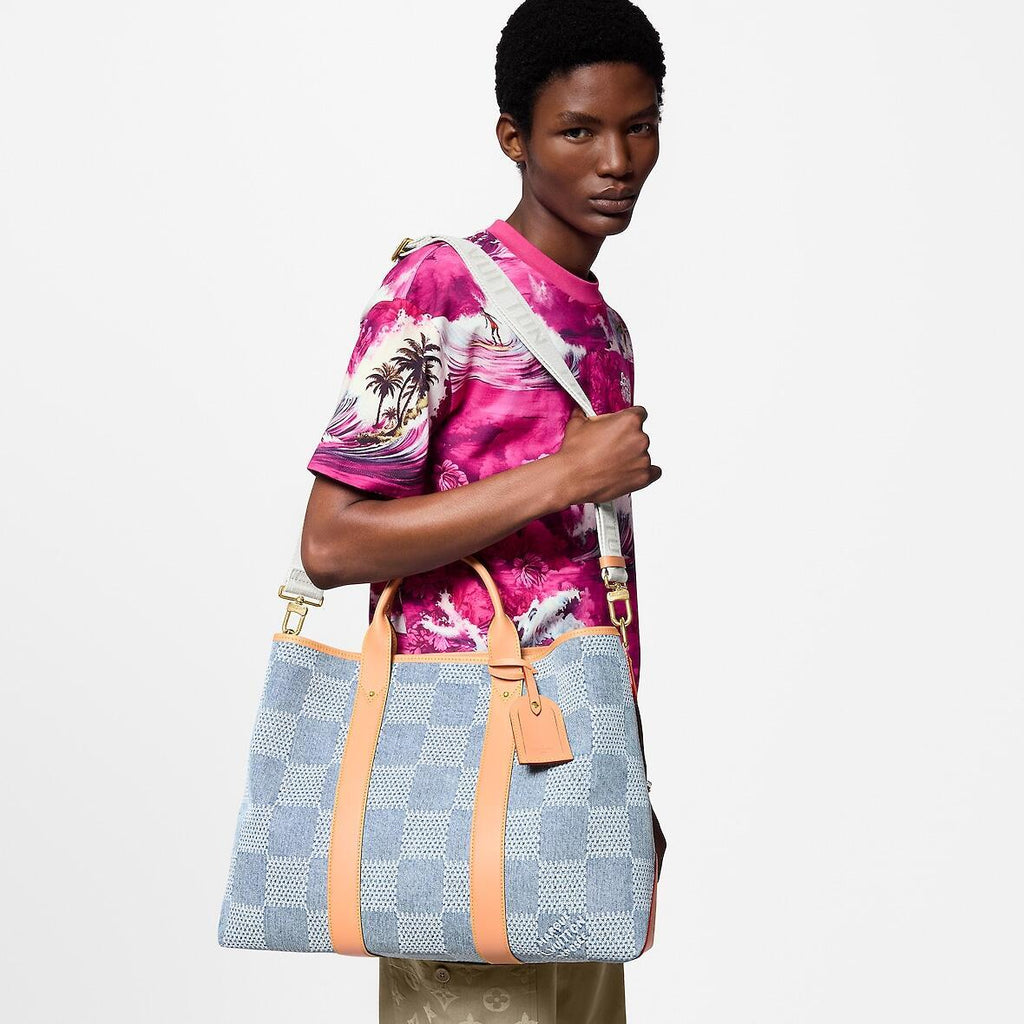 Louis Vuitton Weekend Tote Men's And Women's Solid Colour Detachable Adjustable Shoulder Strap Checkerboard Checkerboard Printing Denim Shoulder Handbag Tote Bag Bags #76851