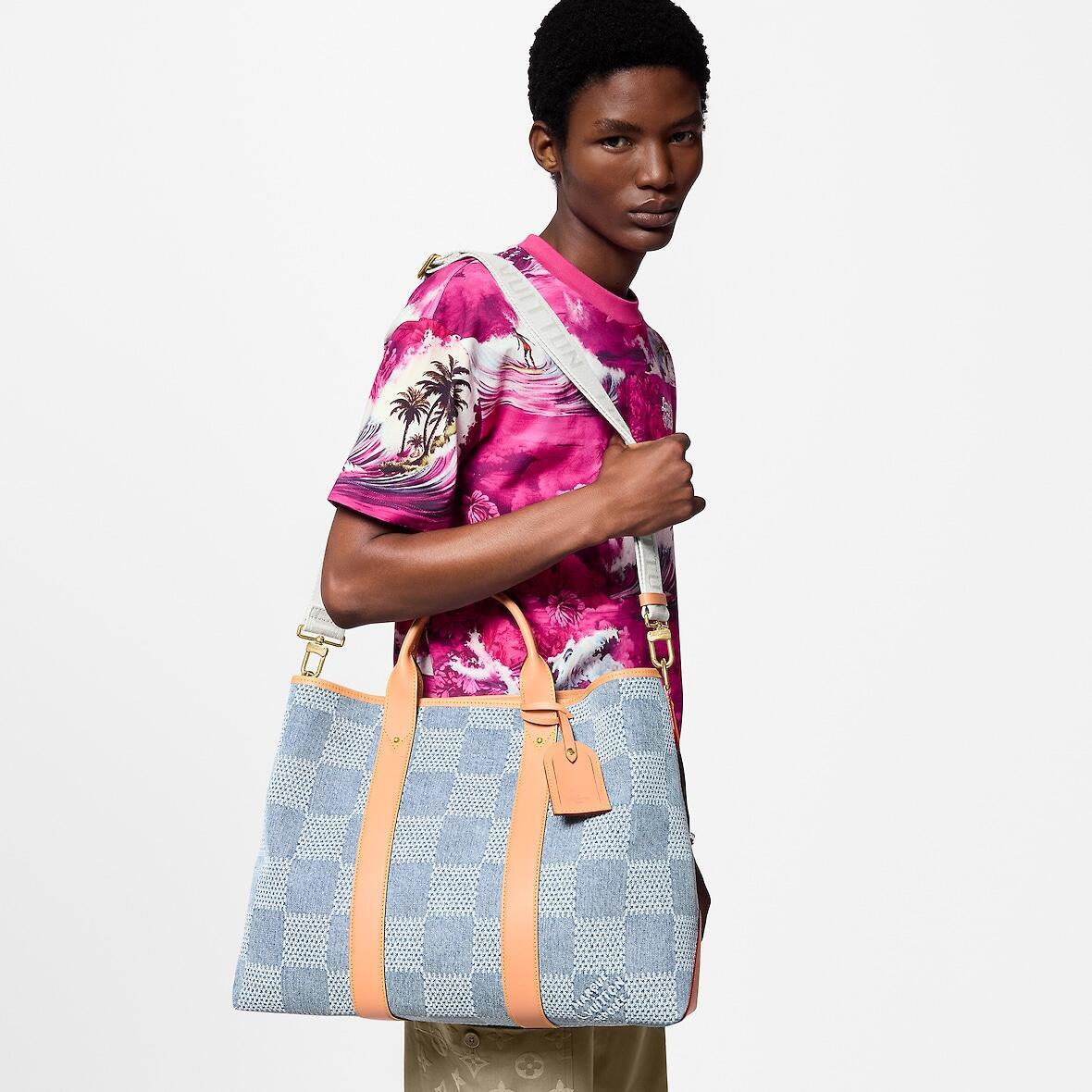 Louis Vuitton Weekend Tote Men's And Women's Solid Colour Detachable Adjustable Shoulder Strap Checkerboard Checkerboard Printing Denim Shoulder Handbag Tote Bag Bags #76851
