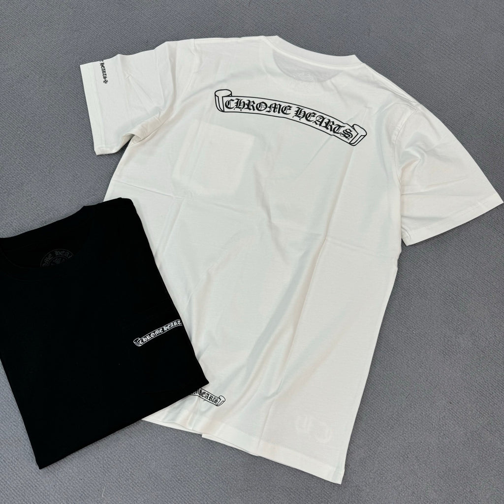 Chrome Hearts Men's Summer Solid Color Sanskrit Print Round Neck Cotton Short Sleeve T-Shirt #77169