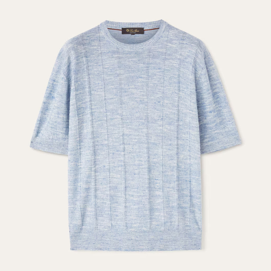 Loro Piana Men's Spring And Autumn Tori Round Neck Casual Linen Silk Knit Short Sleeve Top T-Shirt Ngvp #1774