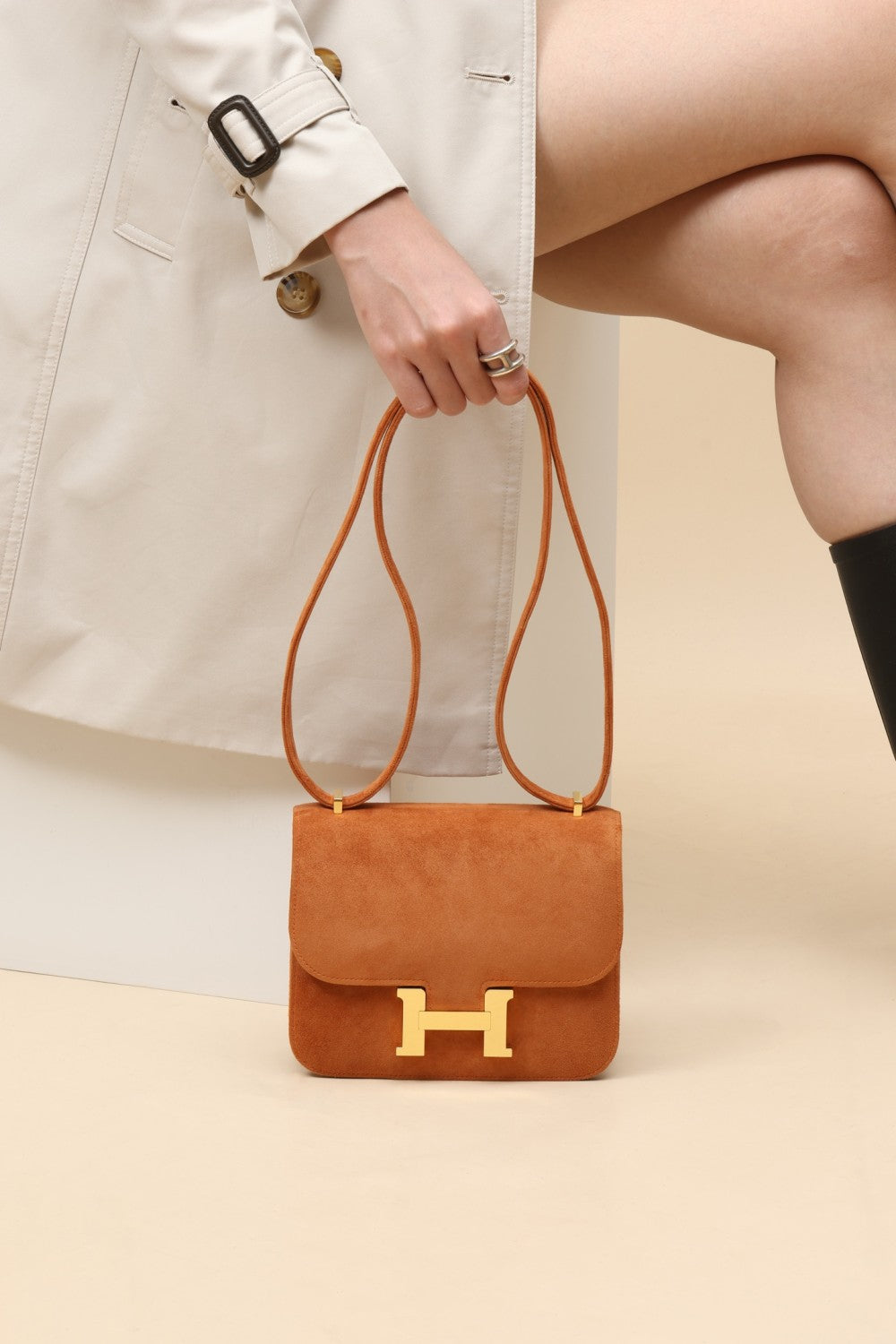 Hermès Suede Backpack Crossbody Bag #381136