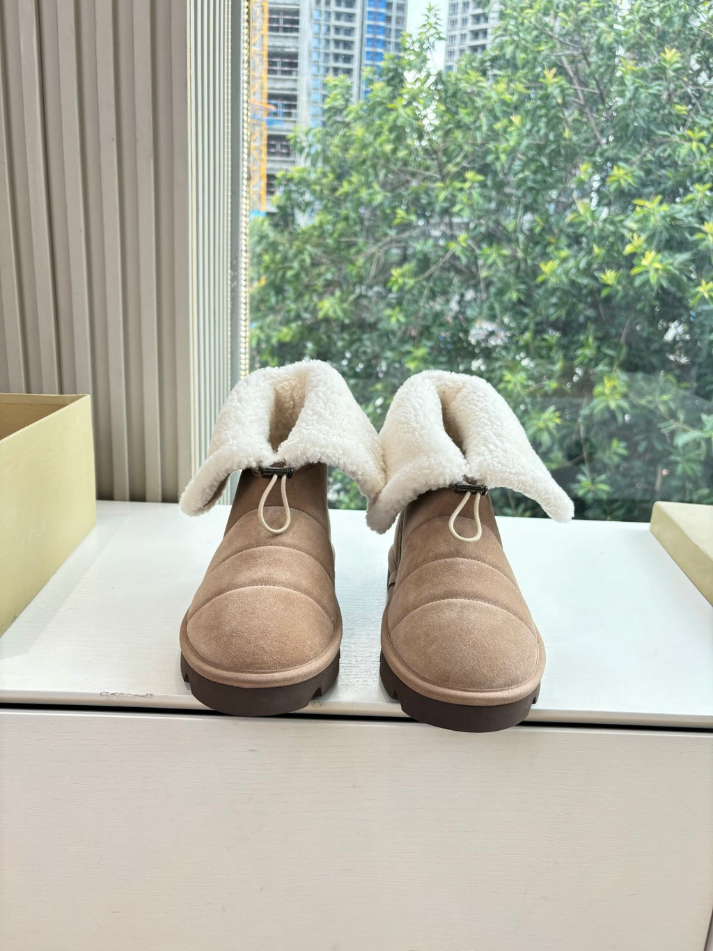 Brunello Cucinelli Women's Fall/Winter Matte Leather Solid-Color Chunky-Heel Snow Boots Short Boots Casual Cotton Slippers Shoes #81586