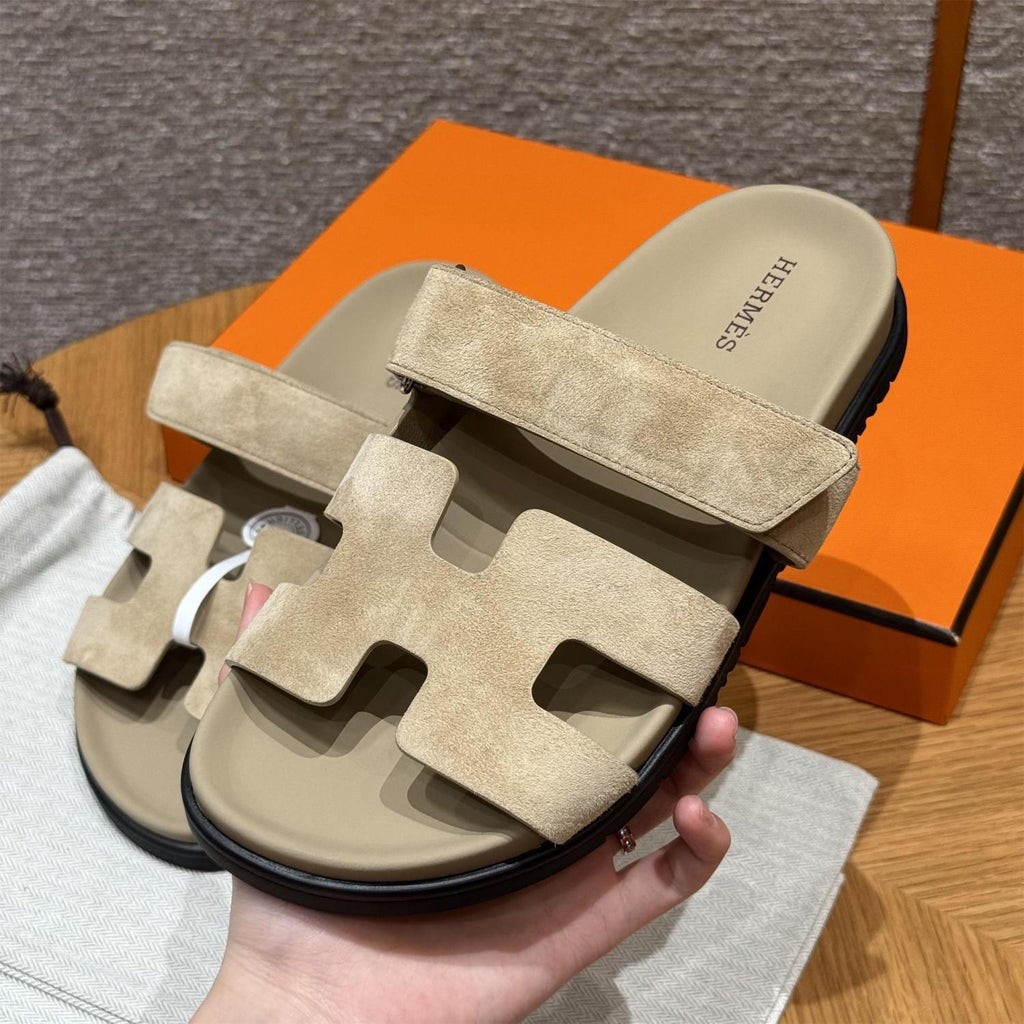 Hermes Women's Autumn and Winter Pure Color Suede Leather Casual Fashion Sandal Mop Shoes #77294