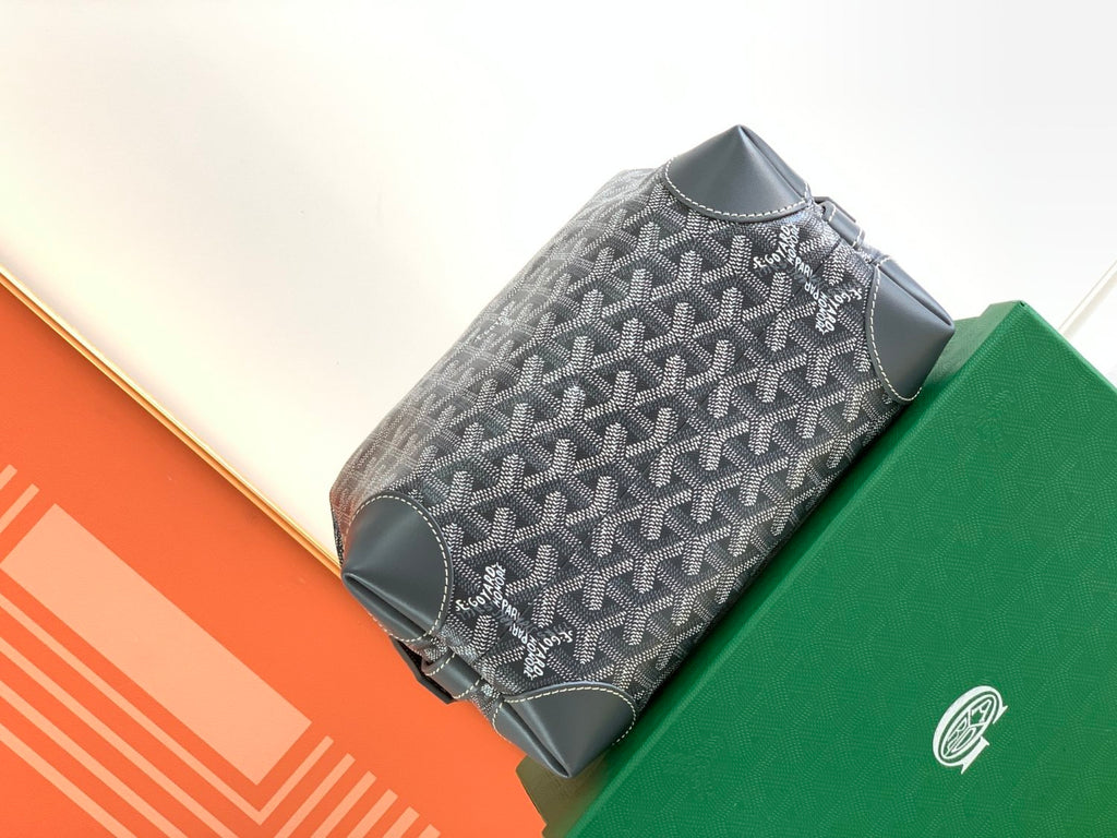 GOYARD Bowling 25 Men's and Women's Y-shaped Old-fashioned Full-print Zipper Leather Handbag Makeup Bag Bags #77132