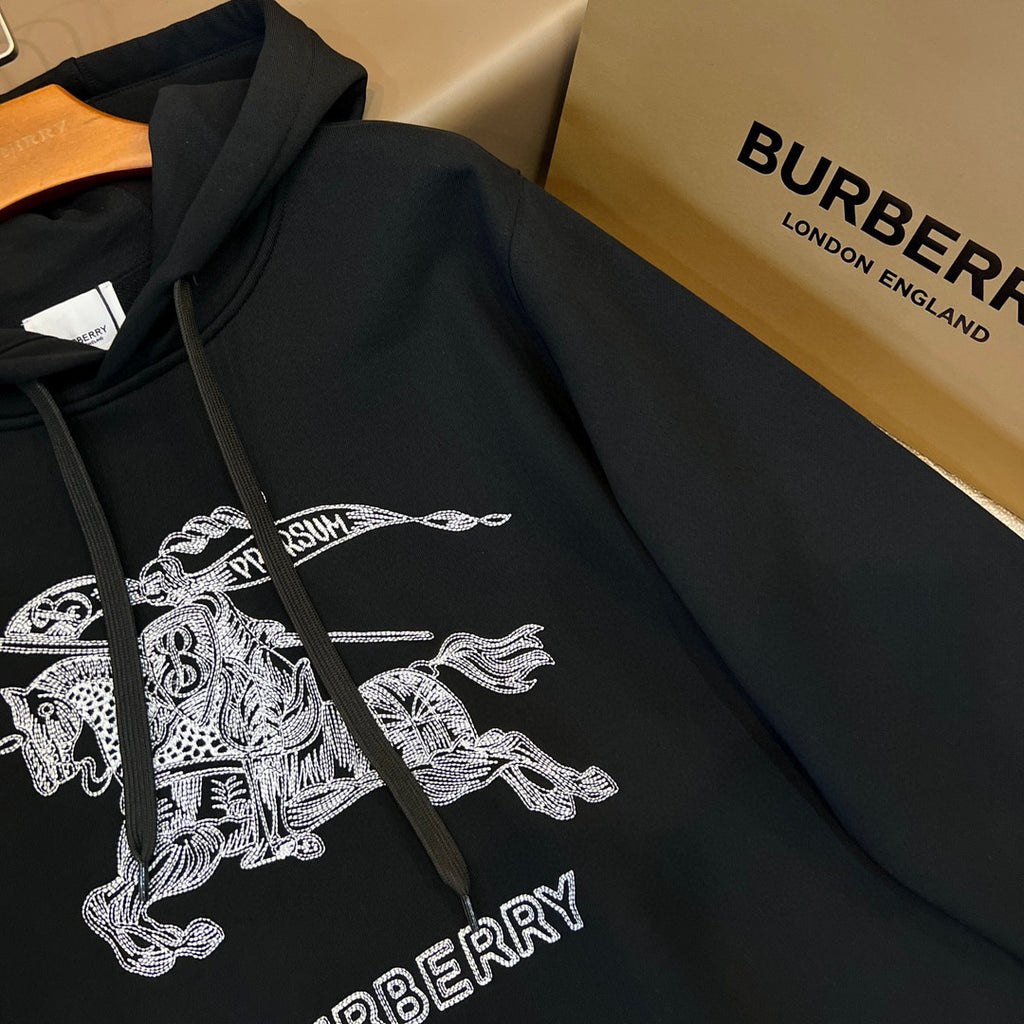 Burberry Embroidered Knight Pattern Hooded Sweatshirt Pullover #96225