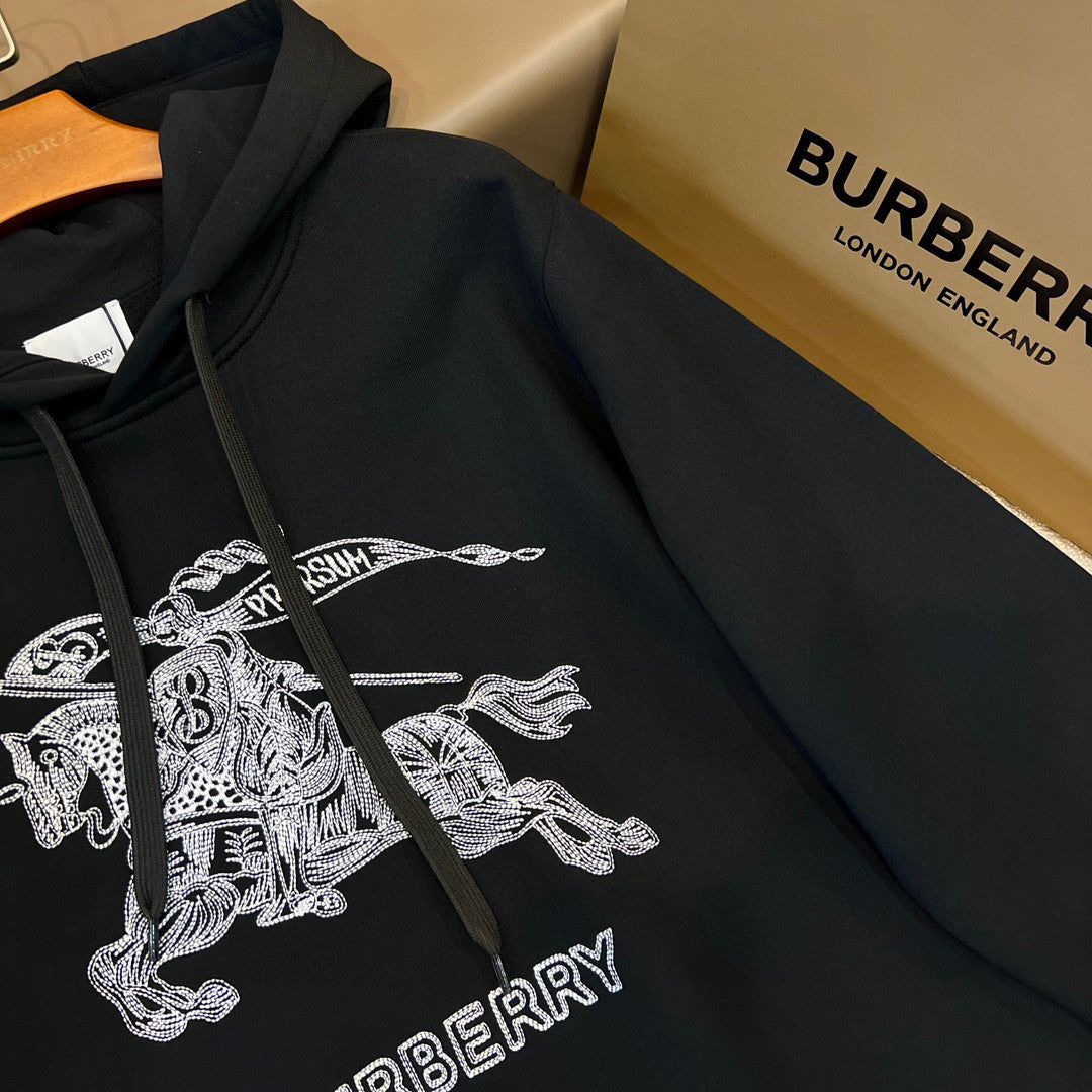 Burberry Embroidered Knight Pattern Hooded Sweatshirt Pullover #96225