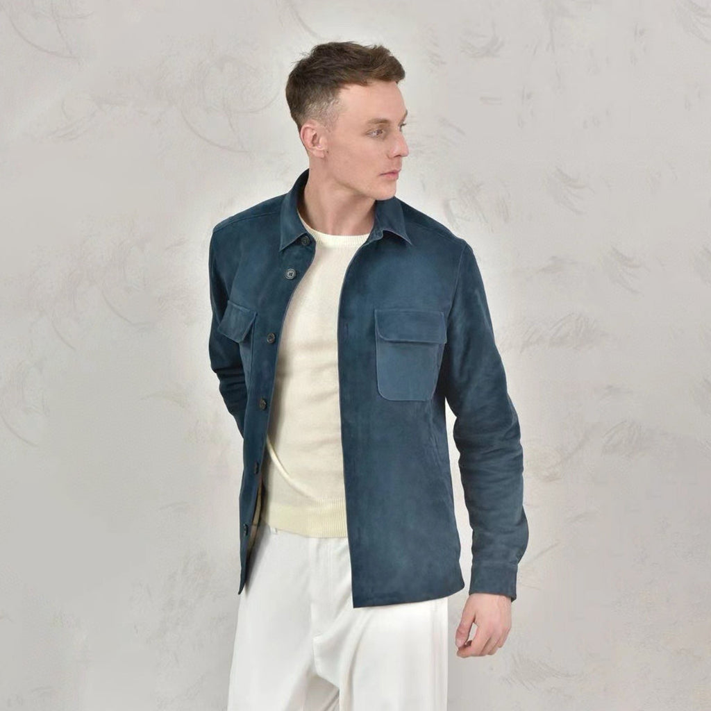Loro Piana Men's Spring And Fall Fashion Lapel Suede Single-breasted Casual Temperament British Work Wind Jacket Ngvp #7928