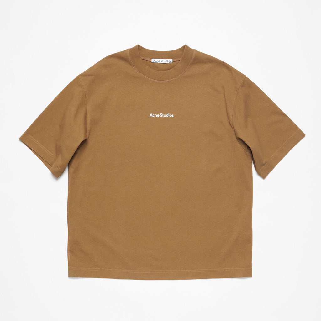 Acne Studios Men's Summer Solid Color Round Neck Pullover Loose Plain Knit Drop Shoulder Letter Short Sleeve T-Shirt #98369