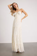 Nora Ivory Lace Strapless Tiered Maxi Dress