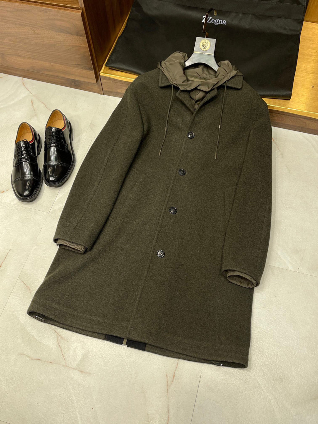 Ermenegildo Zegna Lapel Windbreaker Hooded Jacket Ngvp #6737