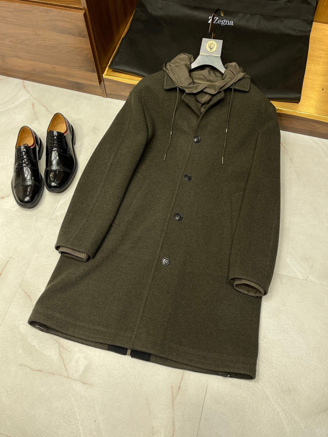 Ermenegildo Zegna Lapel Windbreaker Hooded Jacket Ngvp #6737