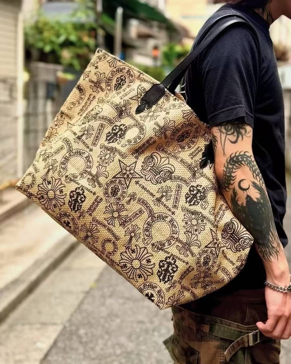 Chrome Hearts Men's And Women's Multi-pattern Cross-stitch Tote Bag Beach Bag 925 Sterling Silver Findings Bags #197458