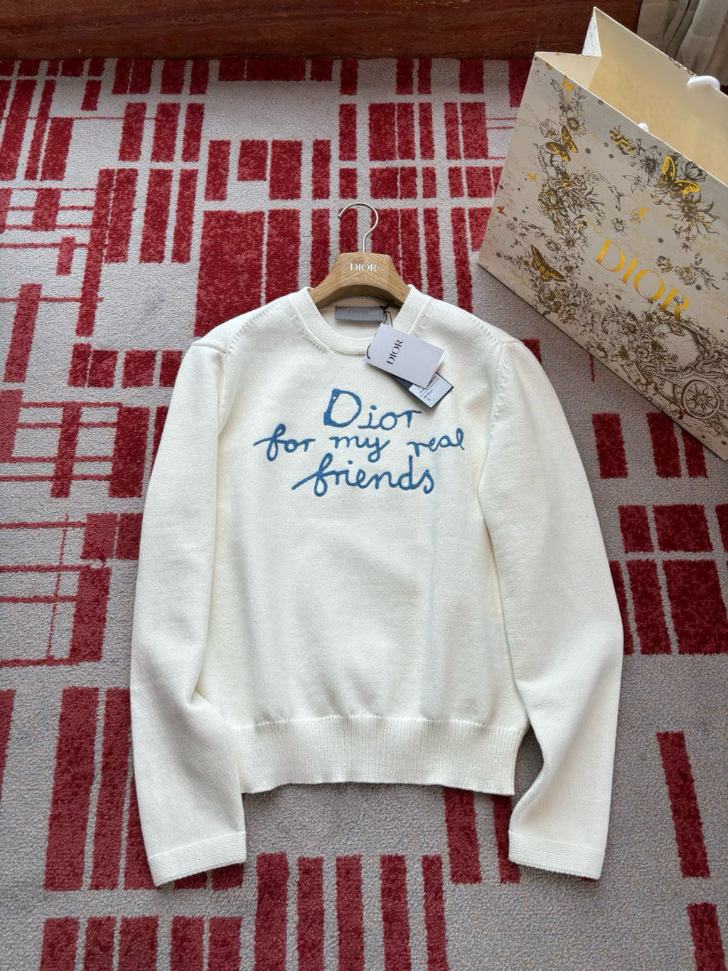 Dior Men's And Women's Spring And Autumn Solid Color Letter Print Round Neck Knit Long Sleeve Sweater #76494