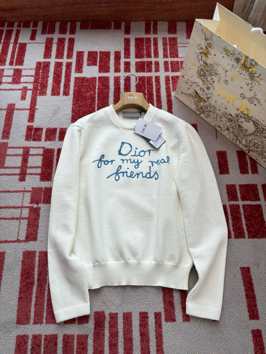 Dior Men's And Women's Spring And Autumn Solid Color Letter Print Round Neck Knit Long Sleeve Sweater #76494