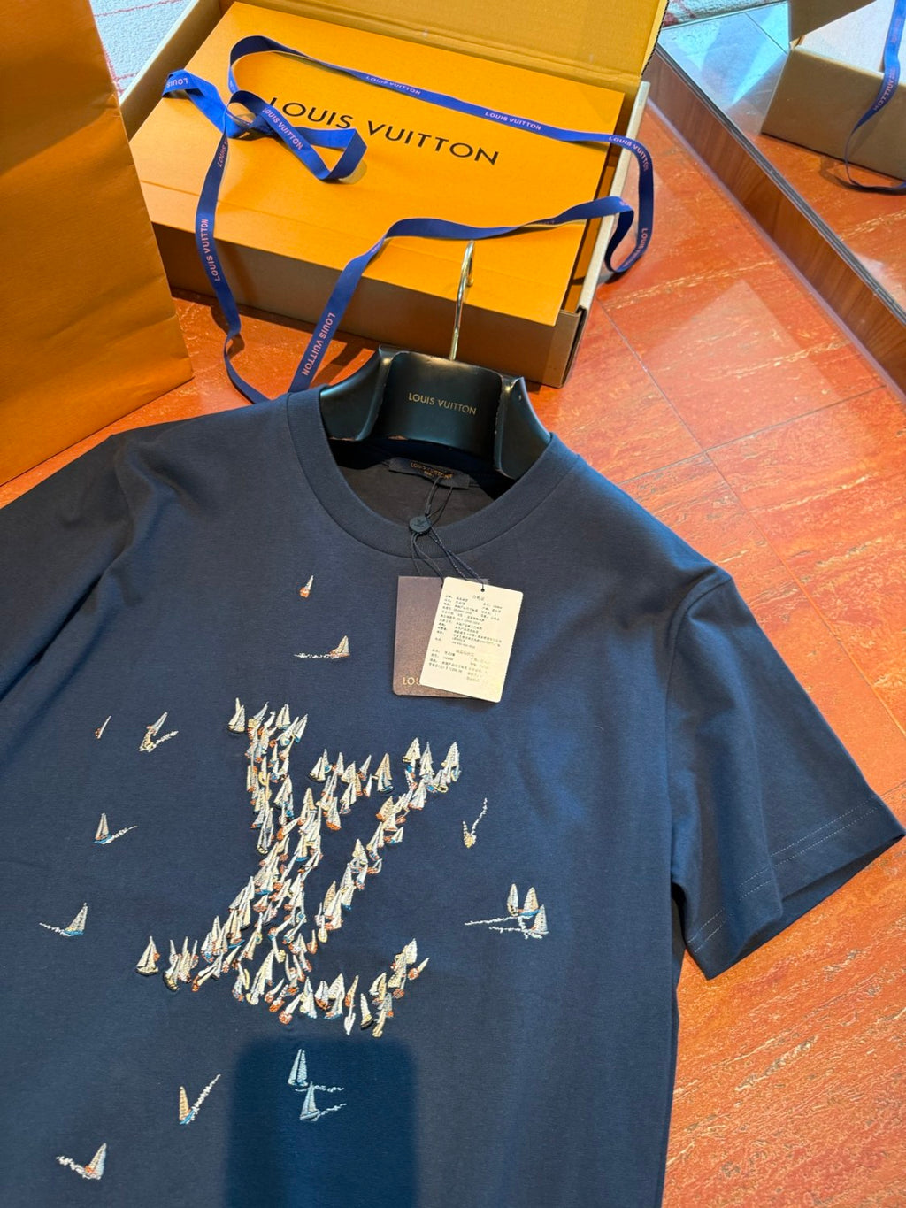 Louis Vuitton Men's Summer Embroidery Printed Round Neck Cotton Short Sleeve T-Shirt #76717
