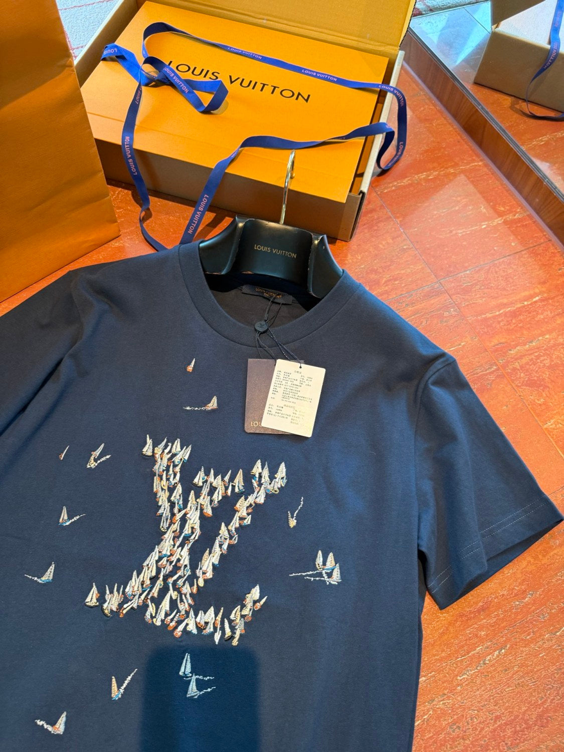 Louis Vuitton Men's Summer Embroidery Printed Round Neck Cotton Short Sleeve T-Shirt #76717