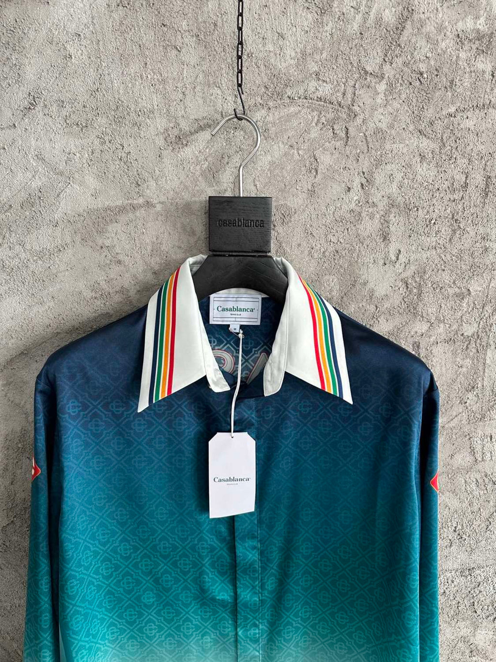Casablanca Men's Summer Gradient Pattern Printed Lapel Loose Single Breasted Long Sleeve Shirt #73424