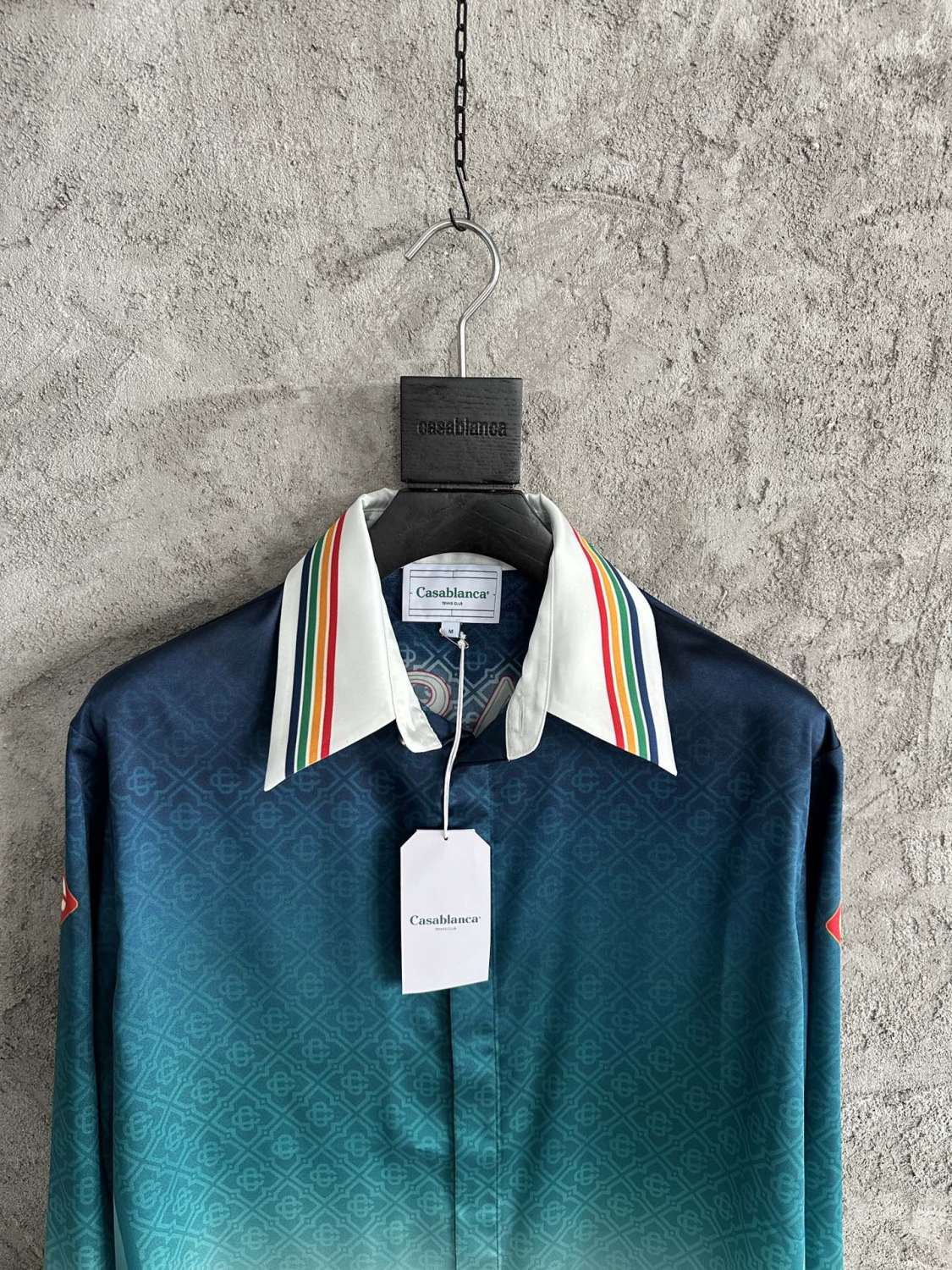 Casablanca Men's Summer Gradient Pattern Printed Lapel Loose Single Breasted Long Sleeve Shirt #73424