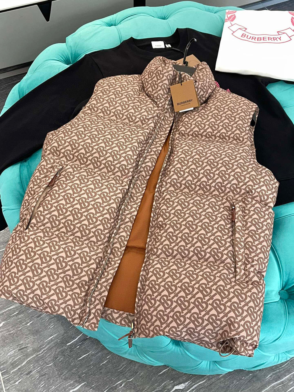 Burberry Full Printed Old Fashioned Puffer Down Vest #96544