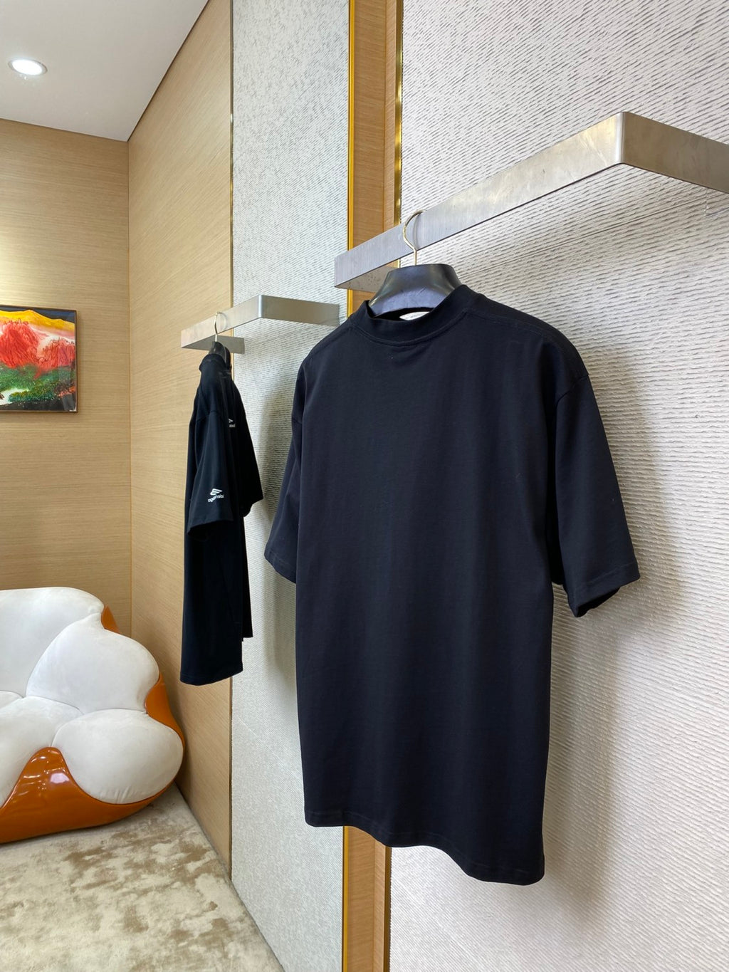 Balenciaga Men's And Women's Summer Solid Color Embroidered Logo Pattern Round Neck Cotton Short Sleeve T-shirt #74686