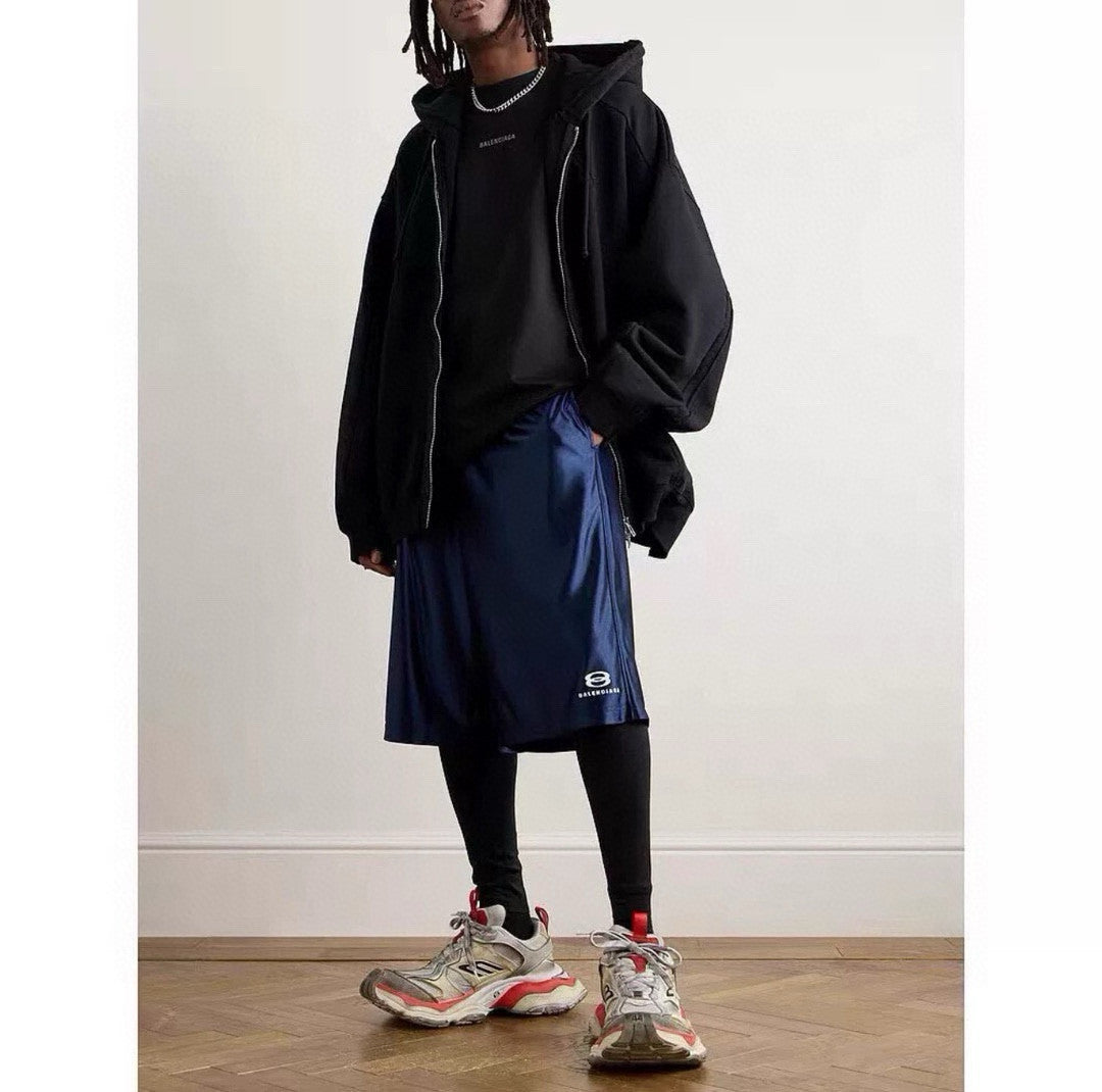 Balenciaga Men's Letter Printed Elastic Waist High Street Summer Straight Casual Solid Color Shorts #77275