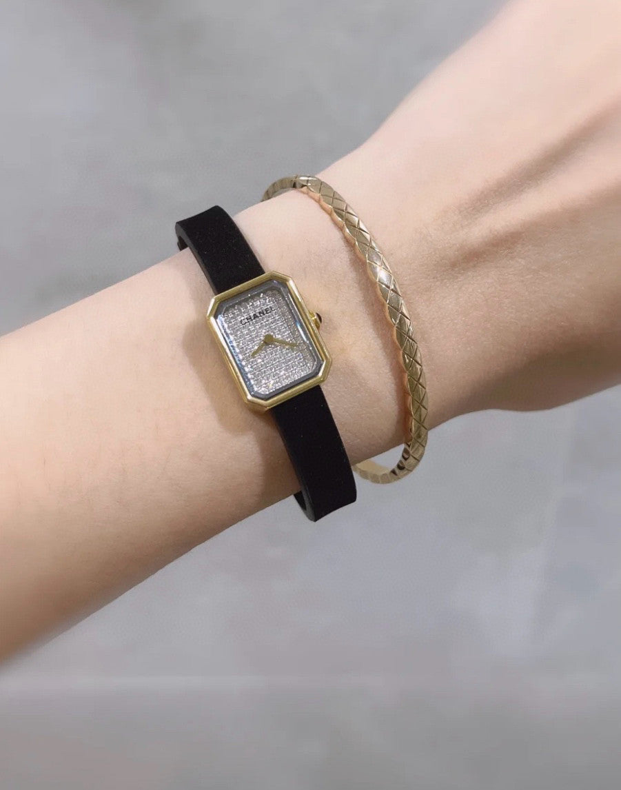 Chanel Premi¨¨re Ribbon Watch Diamond-set Dial Temperament Fashionable And Elegant Watch Black Dial 18k Gold Square Watch Accessories #71955
