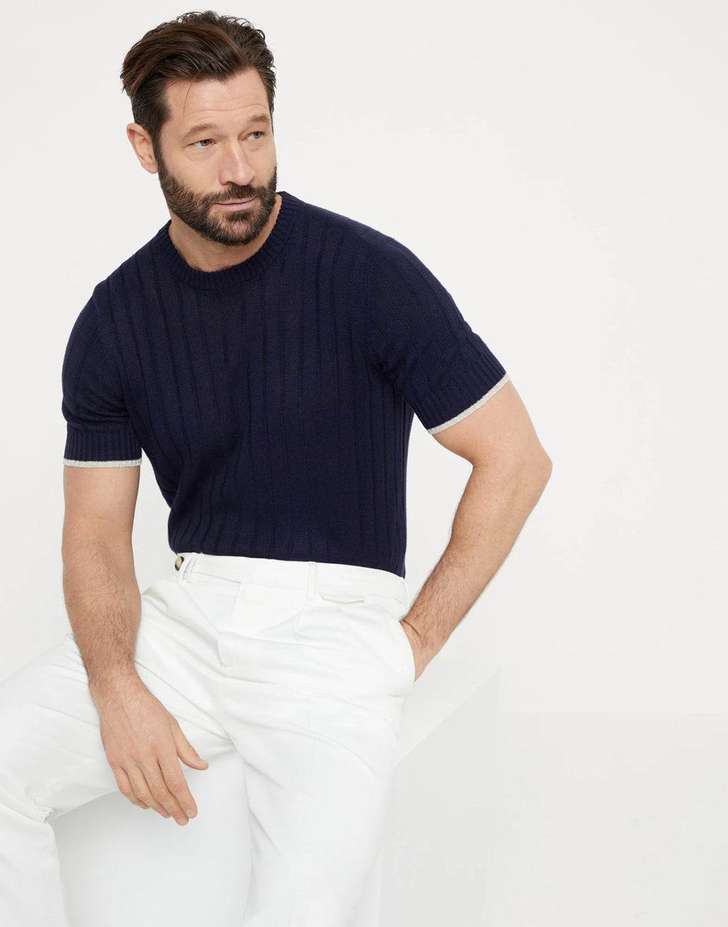 Brunello Cucinelli Spring And Summer Men's Flat Ribbed Linen And Cotton Knitted T-Shirt Fashion Trend Casual Comfortable Round Neck T-Shirt Ngvp #1348