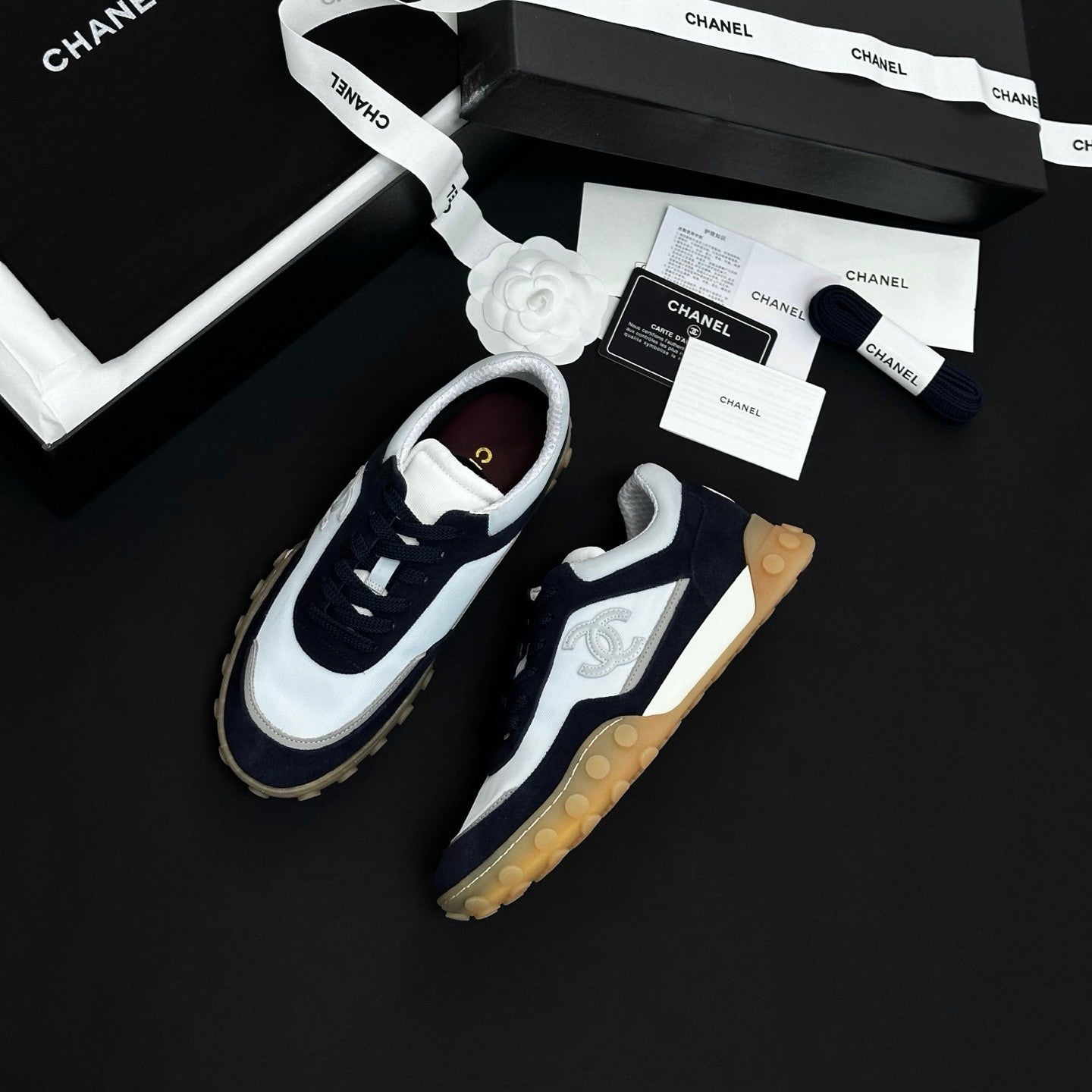 CHANEL Sneakers Mixed Fibers Suede Calfskin Calfskin #380548