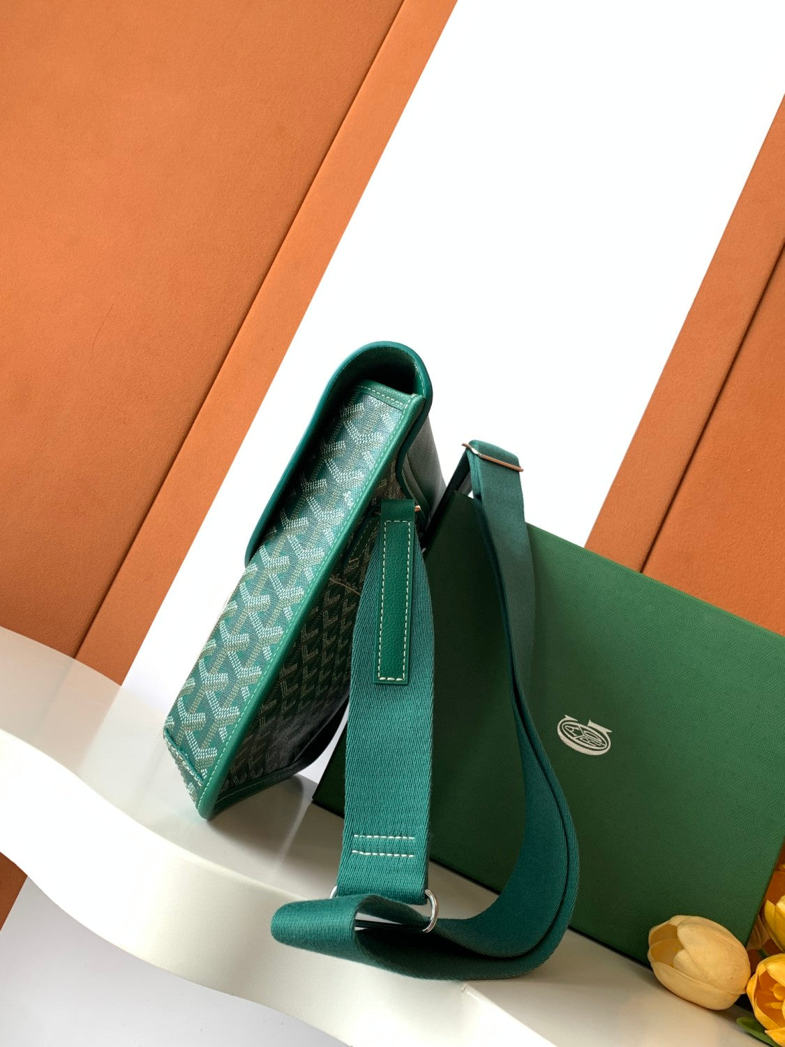 GOYARD Coursier Men's and Women's Solid Color Adjustable Shoulder Strap Canvas Spell Calfskin Messenger Bag Crossbody Shoulder Bags #77783