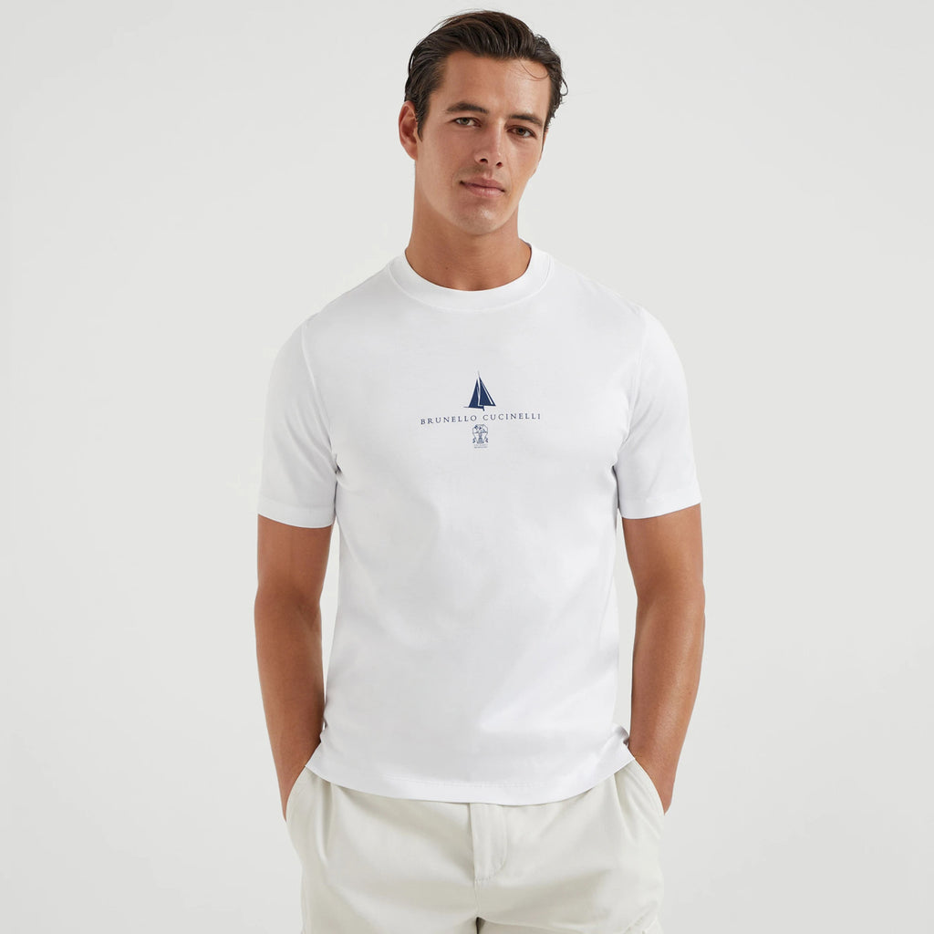 Brunello Cucinelli Men's Printed Letter Label Cotton Sweatshirt Solid Colour Fashion Comfortable Casual Round Neck T-shirt Ngvp #77278