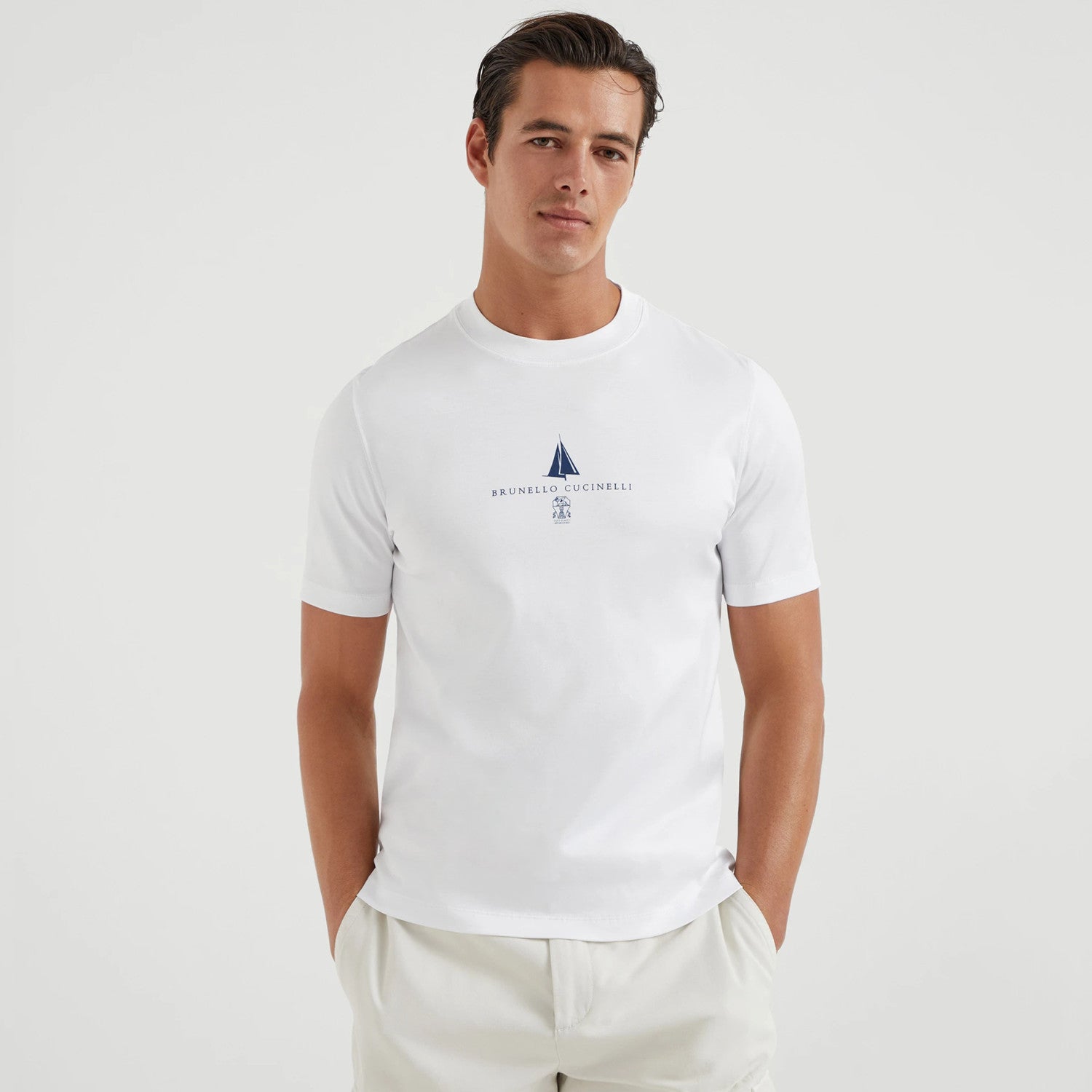 Brunello Cucinelli Men's Printed Letter Label Cotton Sweatshirt Solid Colour Fashion Comfortable Casual Round Neck T-shirt Ngvp #77278