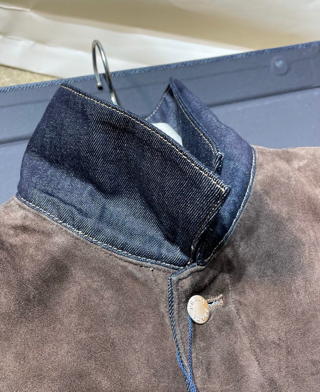 PRADA Navy Denim And Suede Blouson Jacket #334279