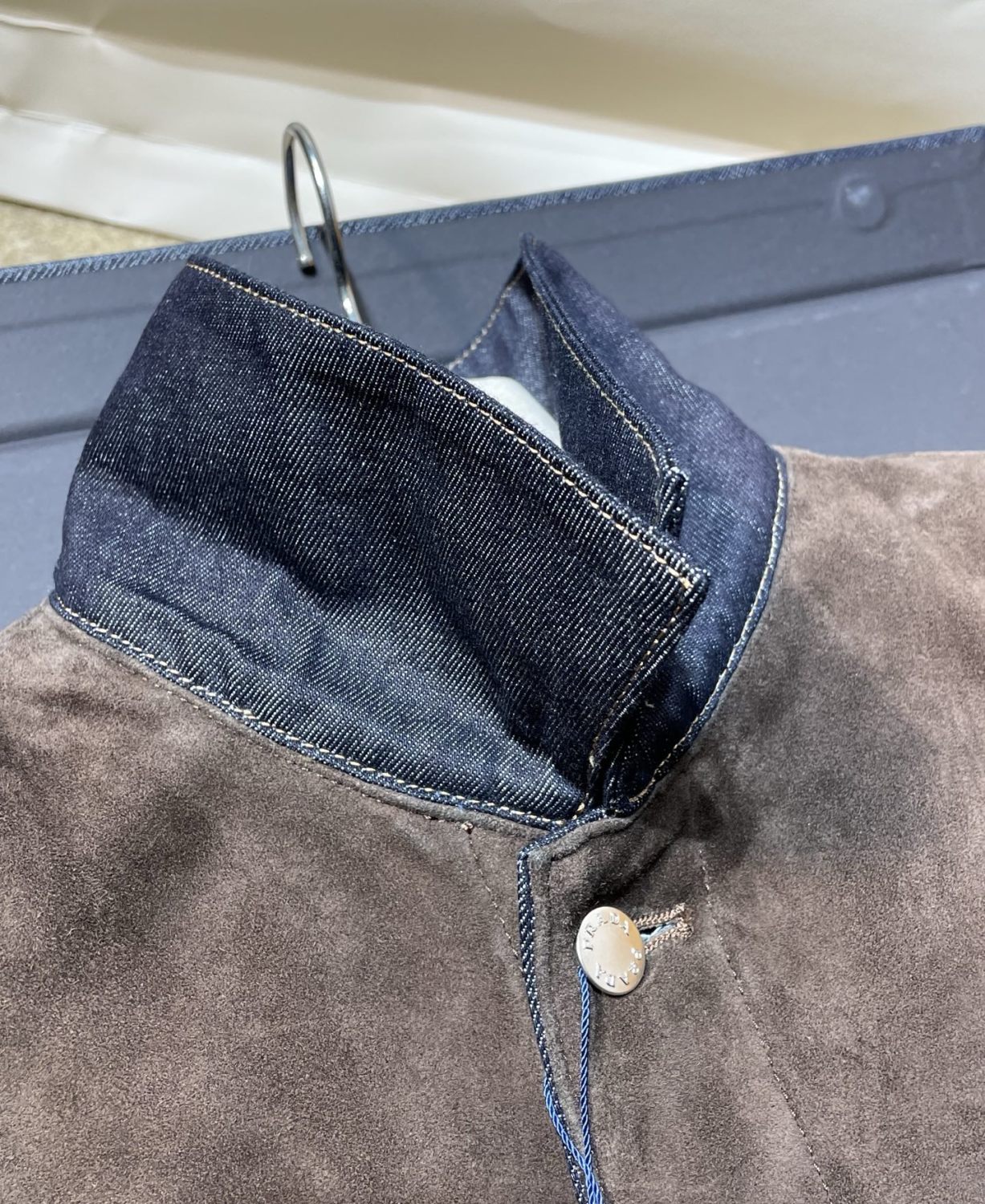 PRADA Navy Denim And Suede Blouson Jacket #334279