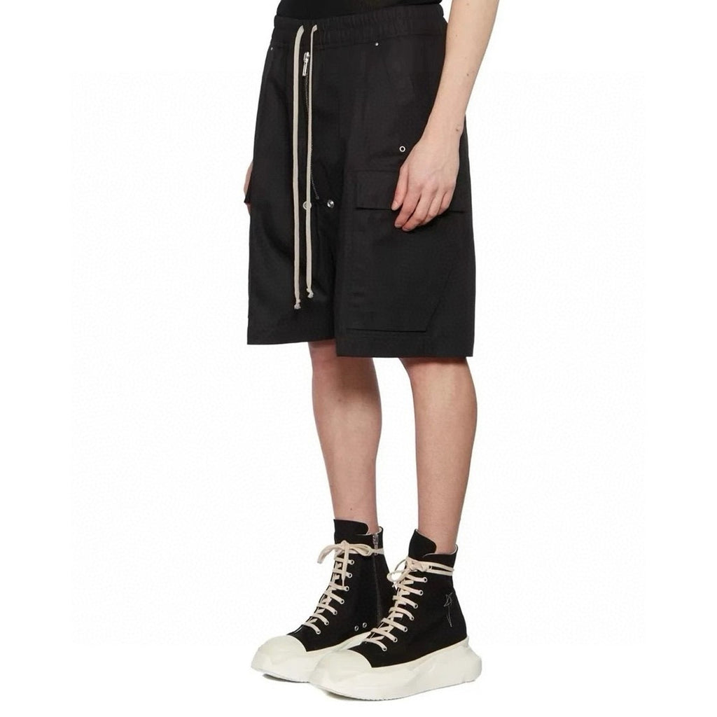 Rick Owens Men's Summer High Street Elastic Waist Tie Straight Solid Color Casual Nylon Shorts #71641