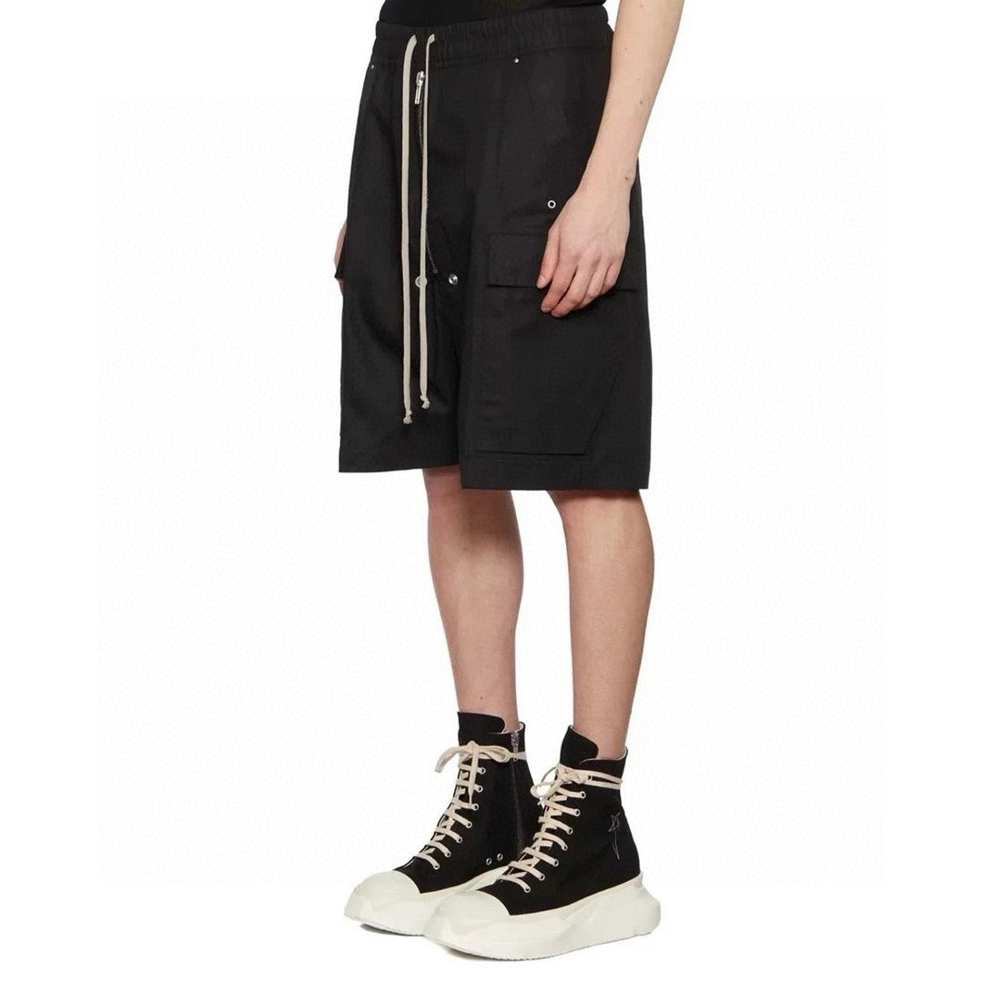 Rick Owens Men's Summer High Street Elastic Waist Tie Straight Solid Color Casual Nylon Shorts #71641
