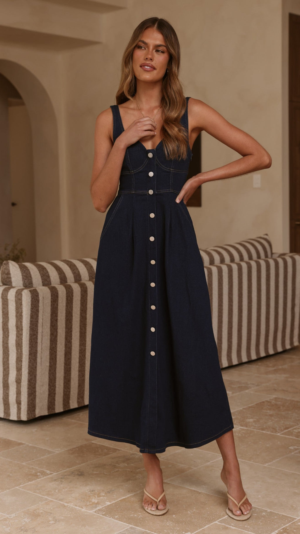 Abrianna Midi Dress - Dark Denim
