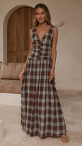 Sanya Maxi Dress - Chocolate Check